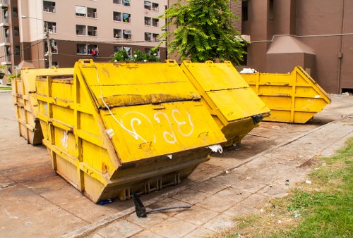 Construction site with organized waste clearance